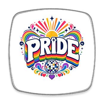 Pride Rainbow Disco CSD Saying Outfit - Square fridge magnet - white - Front