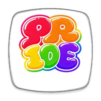 Pride Bubble Rainbow CSD Shirt Sticker - Square fridge magnet - white - Front