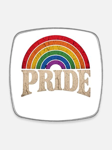 Pride Regenbogen Geschenk für LGBTQ Community - Viereckiger Kühlschrankmagnet - Weiß