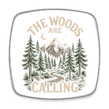 Outdoor Adventure - The Woods are Calling - Square fridge magnet - white - Front