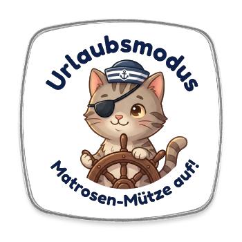 Kater Urlaubsmodus Matrosenmütze - Viereckiger Kühlschrankmagnet - Weiß - Vorne