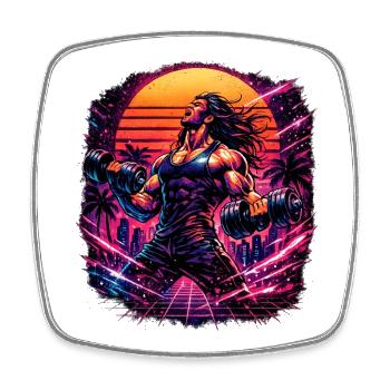 Workout - Square fridge magnet - white - Front