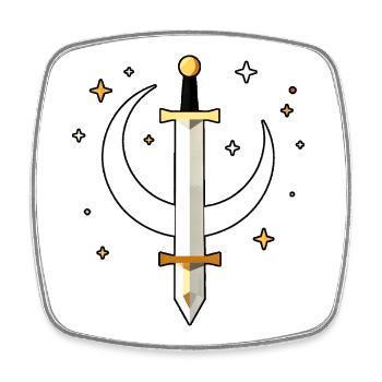Moon Sword Streetwear Design - Square fridge magnet - white - Front