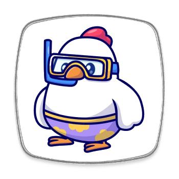 Diving Chick in Snorkel Gear - Square fridge magnet - white - Front