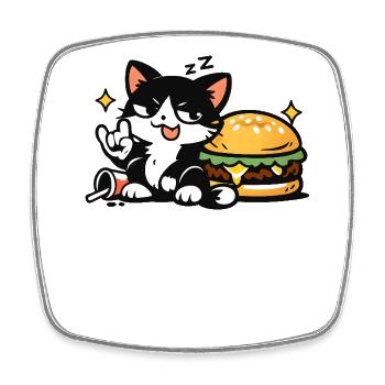 Sleepy Rebel Cat – Nope I’m Napping - Square fridge magnet - white - Front