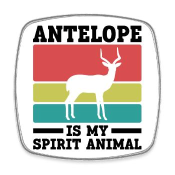 Antelope Spirit Animal Vintage Humor - Square fridge magnet - white - Front