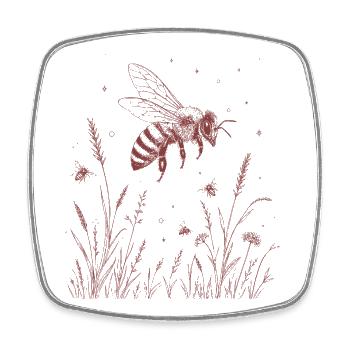 Meadow with bee - Square fridge magnet - white - Front