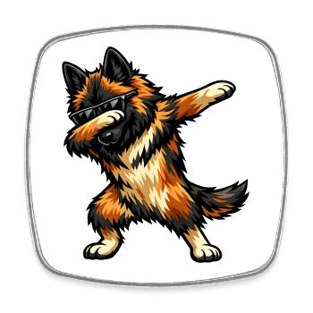 Dabbing Tervueren in comic style - Square fridge magnet - white - Front