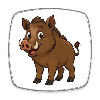 Happy Wild Boar Cartoon - Square fridge magnet - white - Front