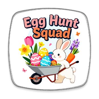 Conception du lapin de Pâques de l’escouade Hunt Hunt aux Œufs - Magnet carré - blanc - Devant