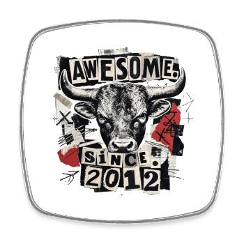 Vintage 2012 Bull Vintage Awesome Since 2012 - Square fridge magnet - white - Front