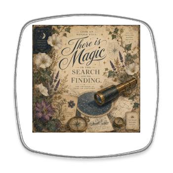 There Is Magic Telescope Poster Nostalgia Decoration - Square fridge magnet - white - Front