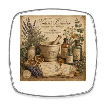 Nature's Remedies Vintage Poster Herbal Pharmacy - Square fridge magnet - white - Front
