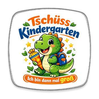 Dino-Abschied Kindergarten - Viereckiger Kühlschrankmagnet - Weiß - Vorne