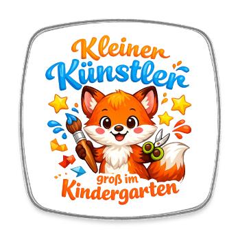 Kleiner Künstler im Kindergarten - Viereckiger Kühlschrankmagnet - Weiß - Vorne