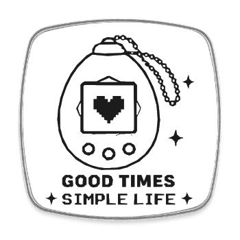 Retro Pocket Device Heart – Good Times - Square fridge magnet - white - Front