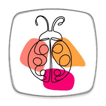 Hand Drawn One Line Ladybug - Square fridge magnet - white - Front