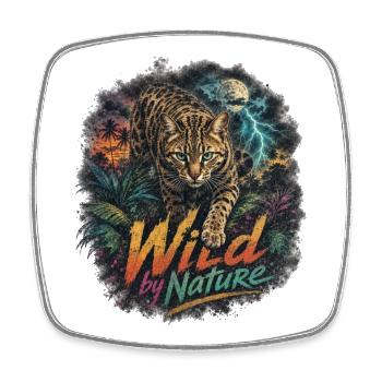 Tropical Bengal Cat with Lightning - Square fridge magnet - white - Front