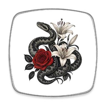 Black and red flower snake - Vipera berus - Square fridge magnet - white - Front