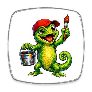 Chameleon with color - Square fridge magnet - white - Front