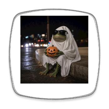 Frog Ghost Sunglasses T-Shirt Halloween - Square fridge magnet - white - Front