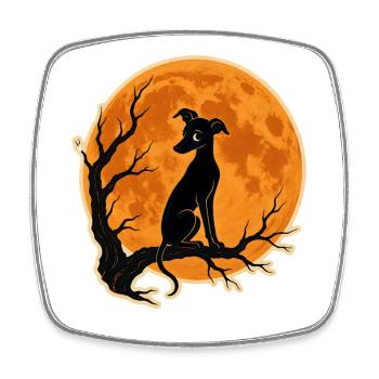 Greyhound Full Moon T-Shirt Halloween Vintage - Square fridge magnet - white - Front