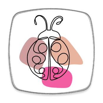 Lineart Ladybug Design - Square fridge magnet - white - Front