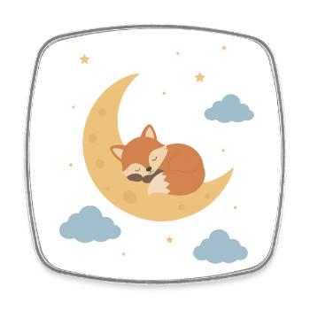 Un renard mignon dormant sur la lune - Magnet carré - blanc - Devant