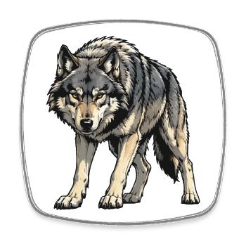 Gray Wolf Illustration - Square fridge magnet - white - Front