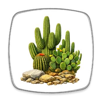 Cacti with flowers - Square fridge magnet - white - Front