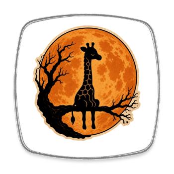 Giraffe with Full Moon Classic Halloween T-Shirt - Square fridge magnet - white - Front