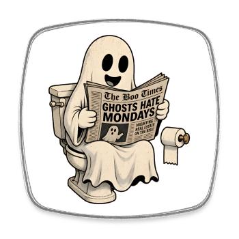 Montage Halloween Humour Autocollant - Magnet carré - blanc - Devant