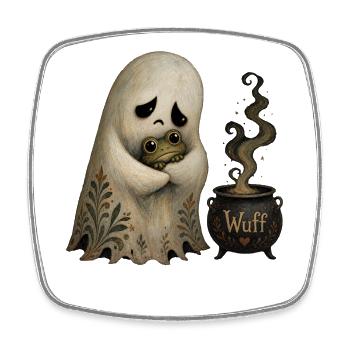 Motif de t-shirt vintage d’Halloween fantôme mignon - Magnet carré - blanc - Devant