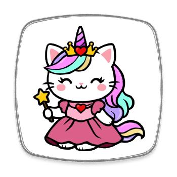 Cat Unicorn Princess - Square fridge magnet - white - Front