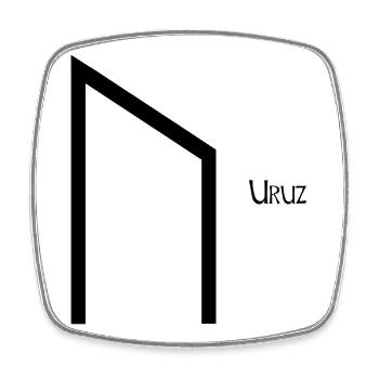 Rune Uruz nommée Black – Viking Futhark - Magnet carré - blanc - Devant