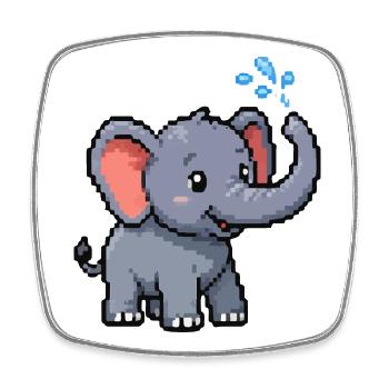 Pixel Elephant with Bubbles - Square fridge magnet - white - Front