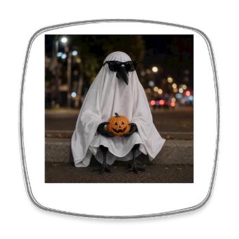 T-shirt Lunettes de Soleil Raven Ghost Halloween - Magnet carré - blanc - Devant