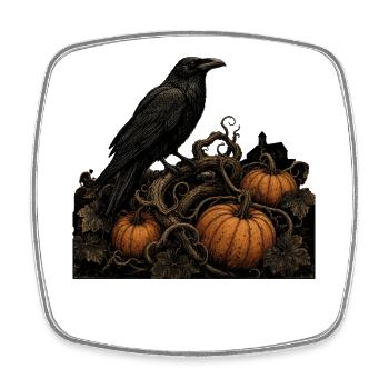 Corbeau sur un T-shirt citrouille Halloween gothique vintage - Magnet carré - blanc - Devant