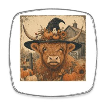 Vache écossaise Sweat à capuche d’Halloween Vache Vintage - Magnet carré - blanc - Devant