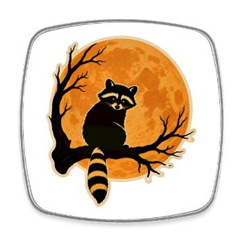 Motif rétro d’autocollants d’Halloween pour la pleine lune laveur - Magnet carré - blanc - Devant