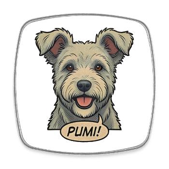Pumi Retro Vintage Comic Berger Hongrois - Magnet carré - blanc - Devant