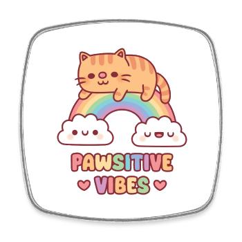 Un chat tigré mignon sur l’ambiance Rainbow Pawsitive - Magnet carré - blanc - Devant