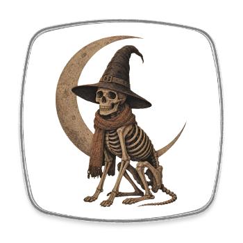 Décoration d’Halloween avec un sweat à capuche squelette sorcière sorcière - Magnet carré - blanc - Devant