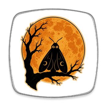 Mothman Moth Full Moon T-Shirt Halloween Vintage - Square fridge magnet - white - Front