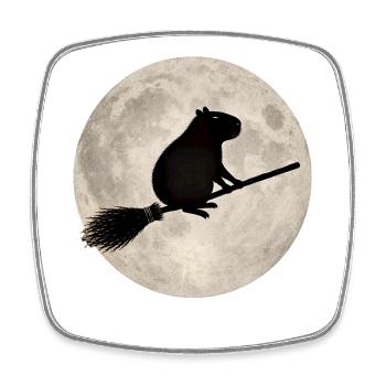 Moonlight hamster on the broom - Square fridge magnet - white - Front