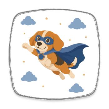 Beagle superhero with cape - Square fridge magnet - white - Front