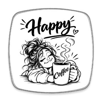 Le café me rend heureux - Magnet carré - blanc - Devant