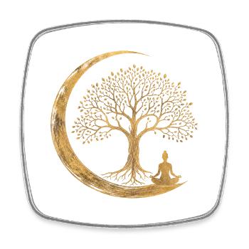 Golden Tree of Life Moon Meditation Spirituality - Square fridge magnet - white - Front