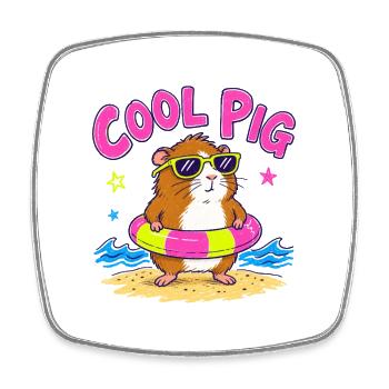 Cool Guinea Pig Sunglasses Summer Fun - Square fridge magnet - white - Front