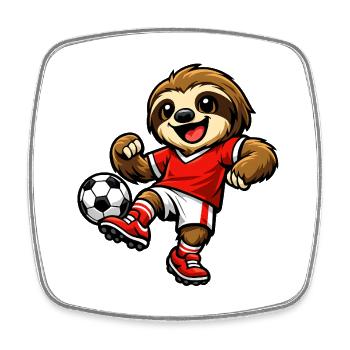 Un joli paresseux jouant au football - Magnet carré - blanc - Devant